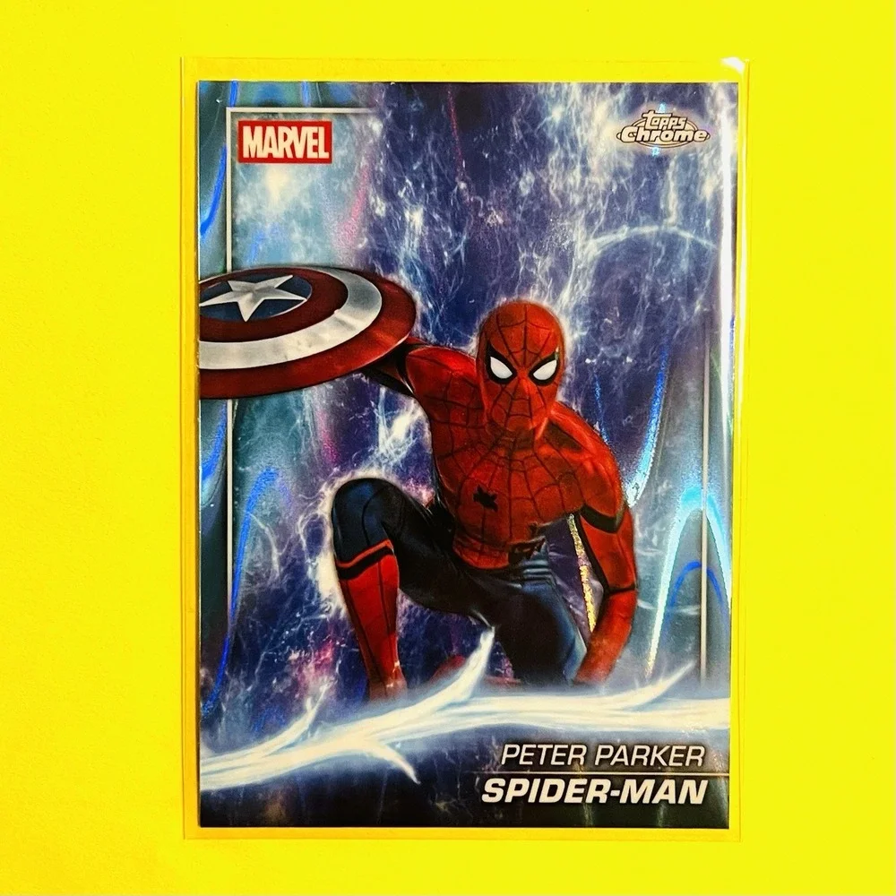 2025 Topps Chrome Marvel Studios Spider-Man #61 Blue Wave Refractor Civil War